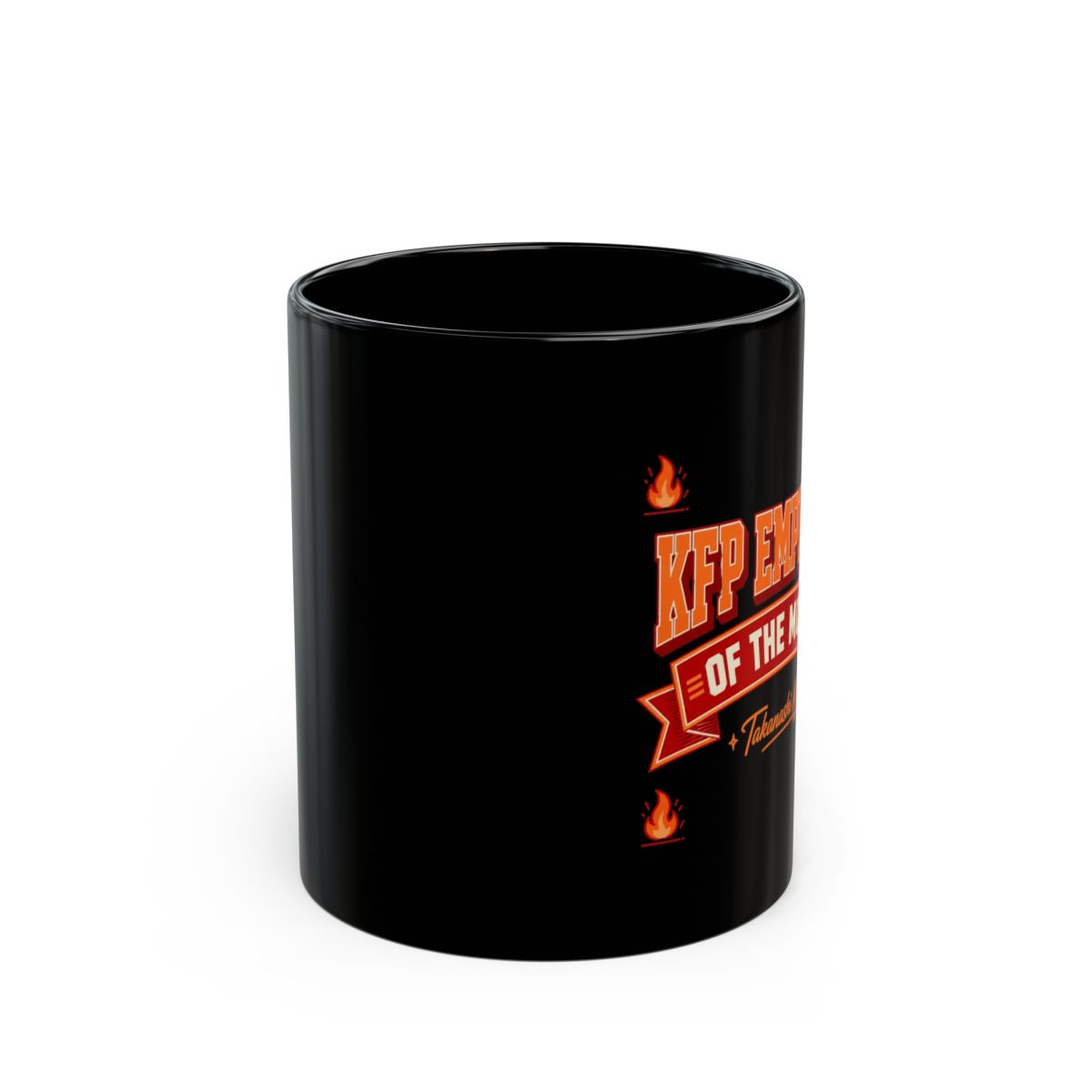 Hololive EN "KFP Employee of the Month" Black Mug - alternate angle 1, merchandise
