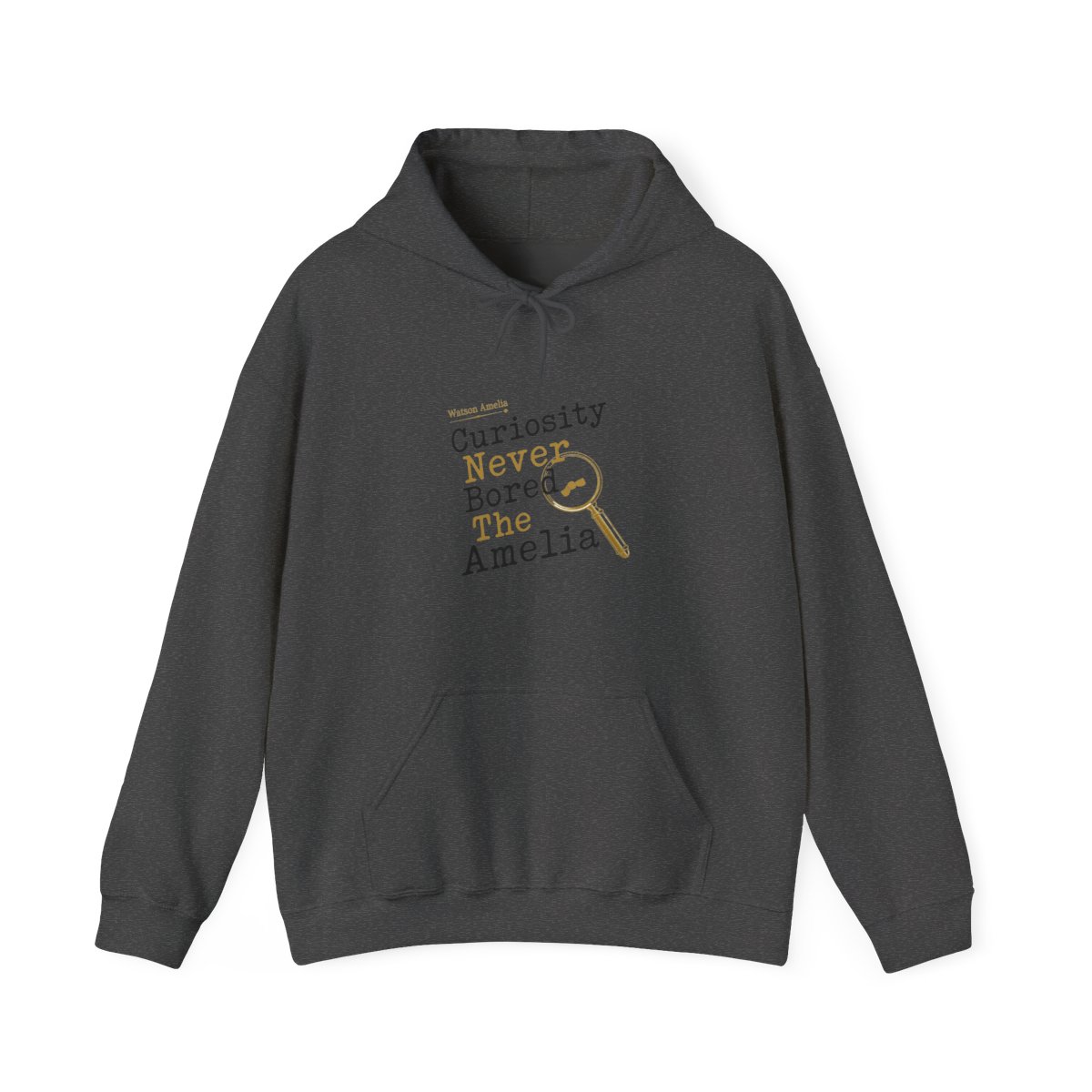 Hololive EN "Curiosity Never Bored The Amelia" Hoodie - alternate angle 2, merchandise