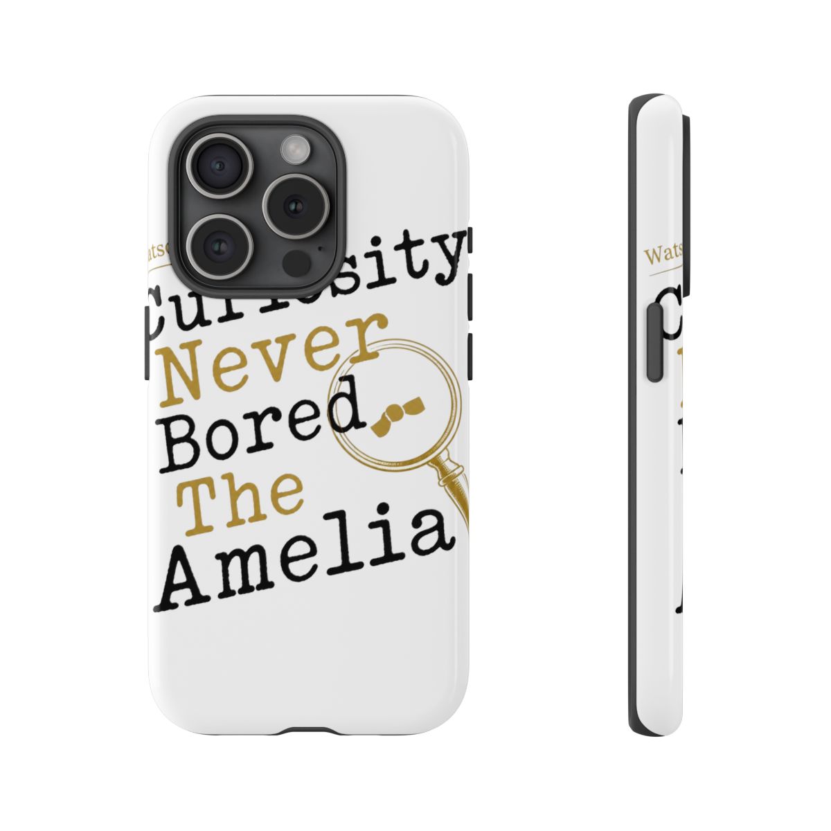 Hololive EN "Curiosity Never Bored The Amelia" Phone Case - alternate angle 1, merchandise