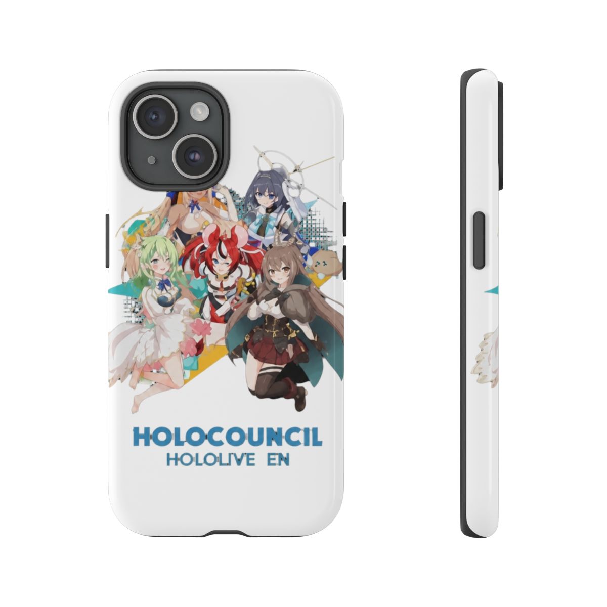 Hololive EN - All Hololive Council (Hakos Baelz, Nanashi Mumei, Tsukumo Sana, Ceres Fauna, Ouro Kronii) Phone Case - alternate angle 2, merchandise