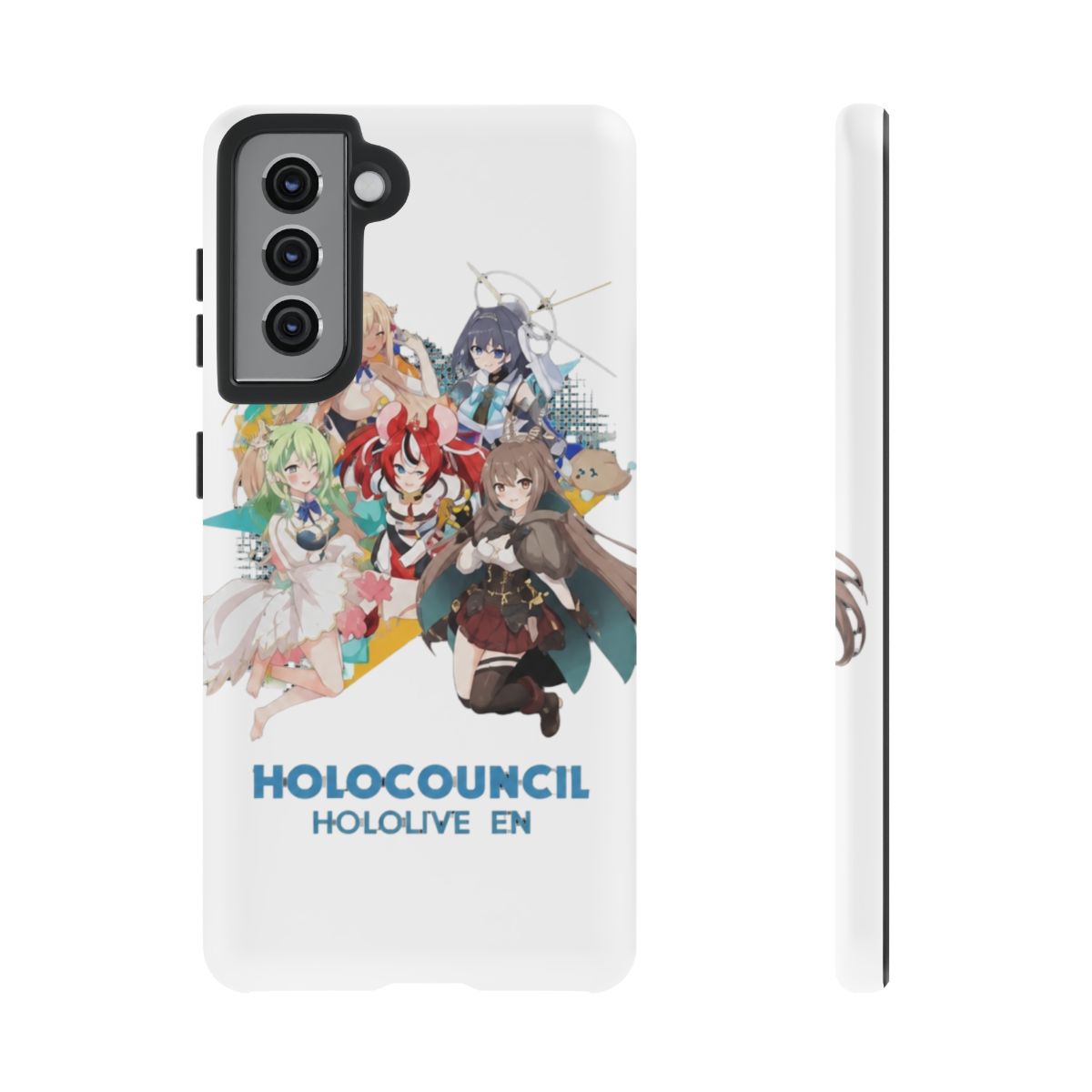 Hololive EN - All Hololive Council (Hakos Baelz, Nanashi Mumei, Tsukumo Sana, Ceres Fauna, Ouro Kronii) Phone Case - alternate angle 3, merchandise