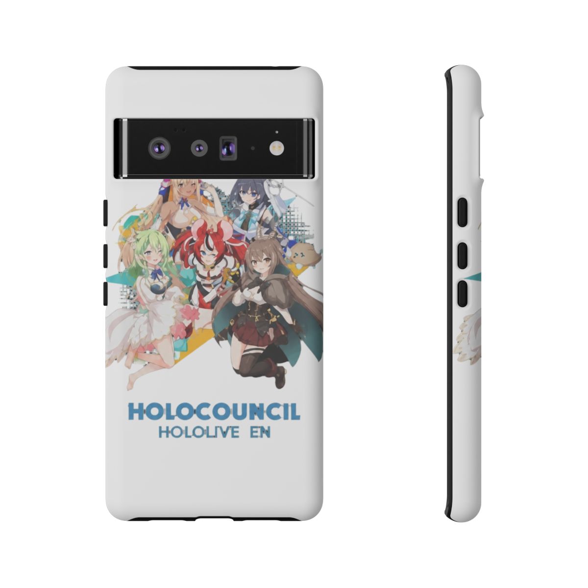 Hololive EN - All Hololive Council (Hakos Baelz, Nanashi Mumei, Tsukumo Sana, Ceres Fauna, Ouro Kronii) Phone Case - alternate angle 1, merchandise
